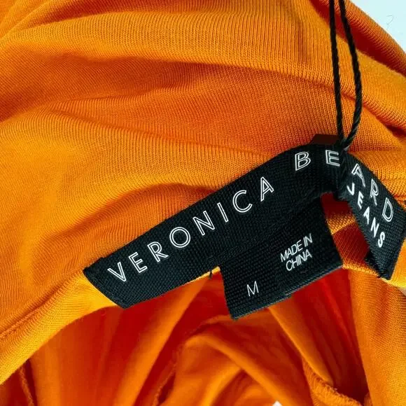 Veronica Beard TES13871 Halter Neck Layla Top Orange Size Medium NWT